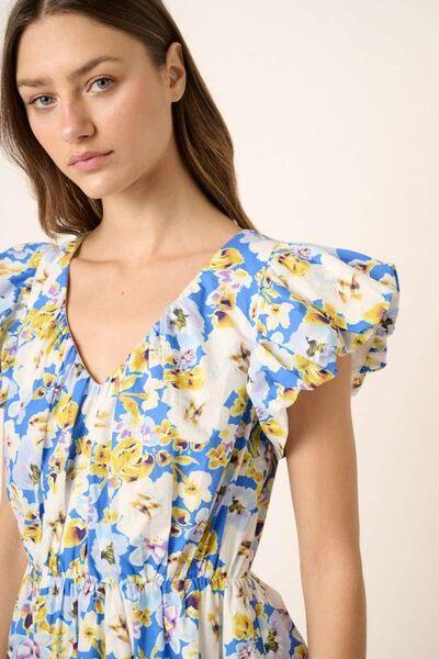 Mittoshop Floral V-Neck Cap Sleeve Mini Dress - Clothes For Her Online Store