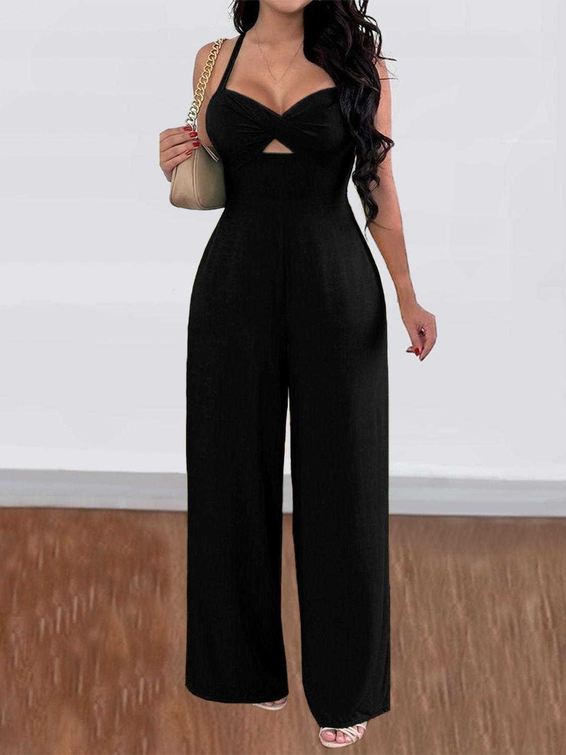 Devine Tie Back Backless Crisscross Jumpsuit