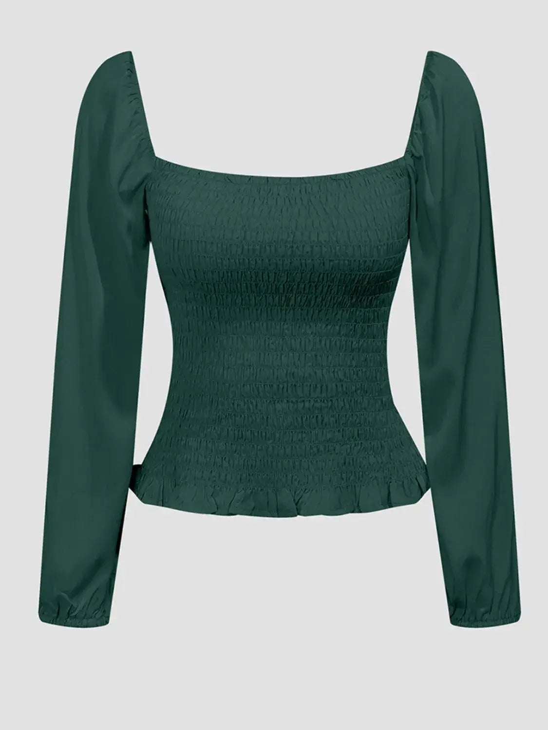 Smocked Square Neck Balloon Sleeve Blouse