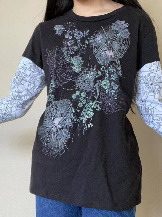 Graphic Round Neck Long Sleeve T-Shirt - Clothes For Her Online Store