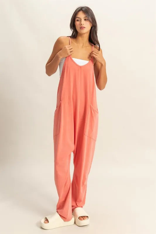 HYFVE Relaxed Fit Mineral Washed Overalls with Pockets - Clothes For Her Online Store