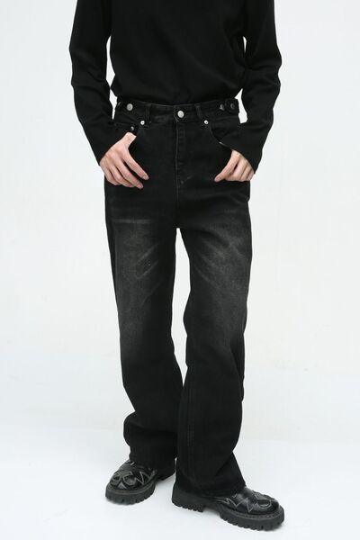 Men's Washed Straight-Leg Jeans