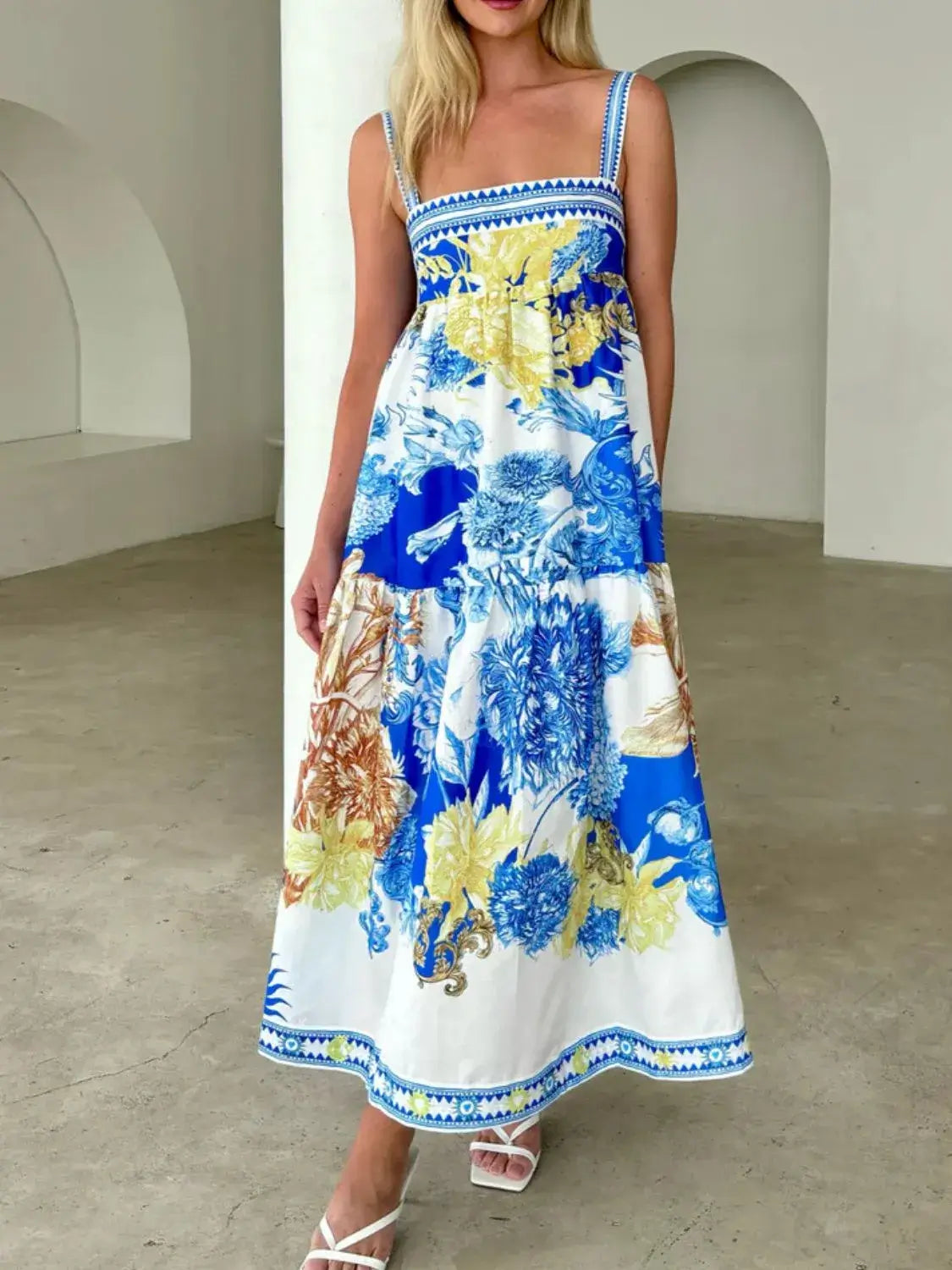 Pocketed Printed Sleeveless Cami Dress