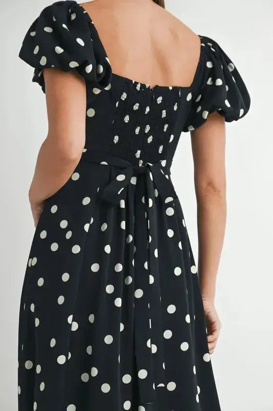 MABLE Polka Dot Puff Sleeve Midi Dress - Clothes For Her Online Store