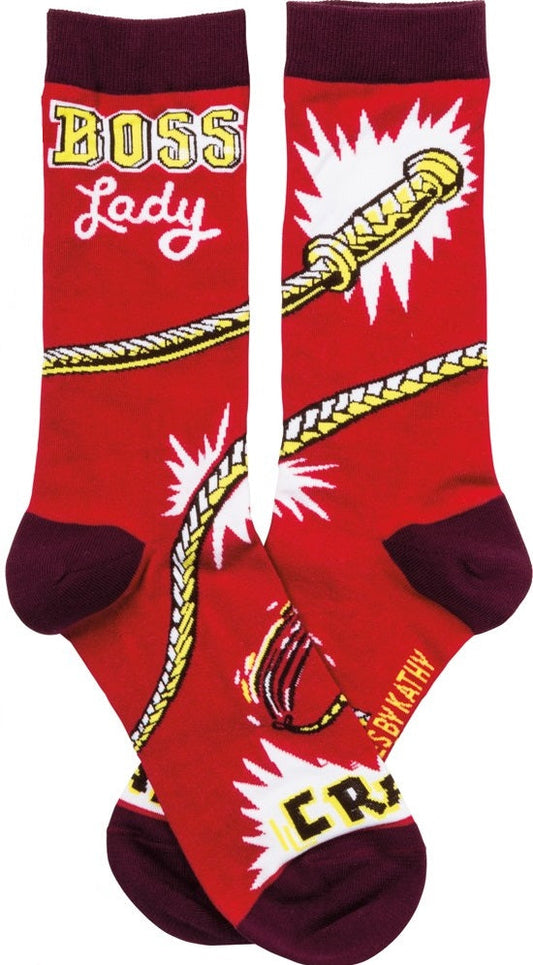 Boss Lady Whipcrack Socks Funny Novelty Red Power SocksClothes For Her Online Store