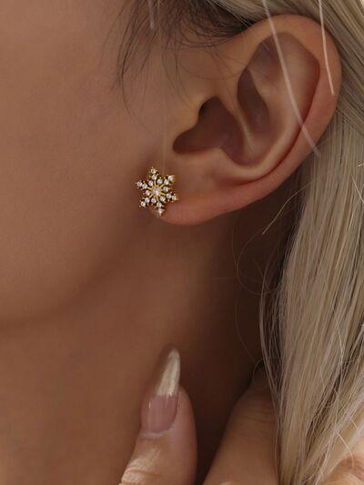 Stainless Steel Snowflake Stud Earrings