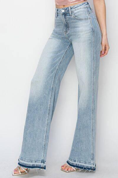Risen Full Size High Rise Wide Leg Jeans - Clothes For Her Online Store