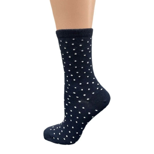 Cotton Crew Pen Striped or Pen Dot Dress Socks for Women, Dressy