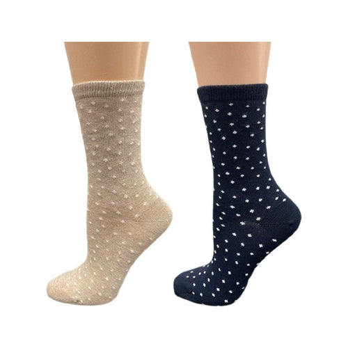 Cotton Crew Pen Striped or Pen Dot Dress Socks for Women, Dressy