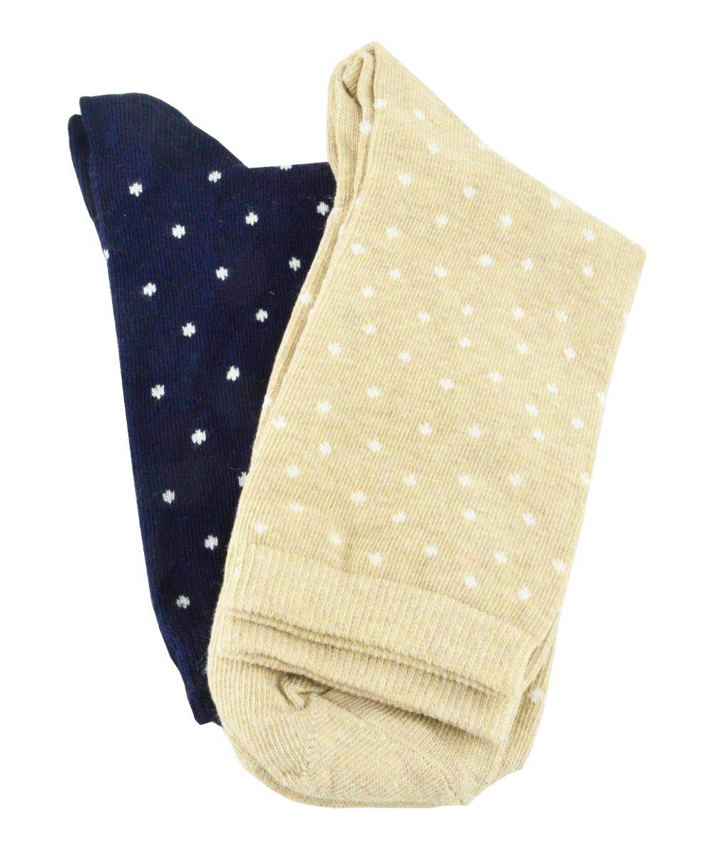 Cotton Crew Pen Striped or Pen Dot Dress Socks for Women, Dressy