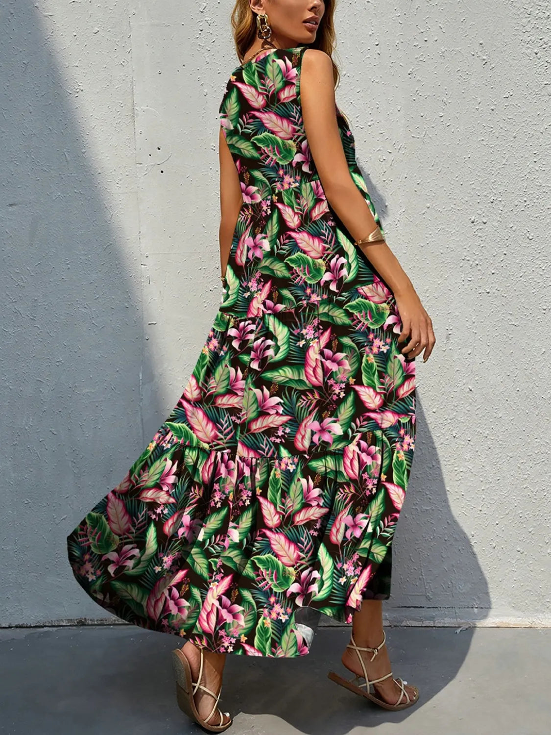 Floral Tiered Maxi Tank Dress
