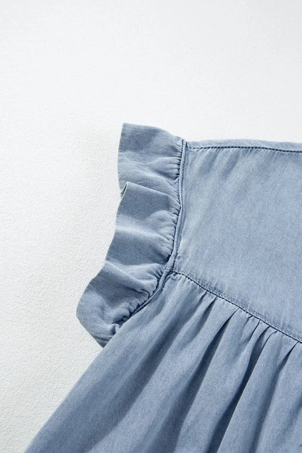 Ruffle Cap Sleeve Tiered A-line Denim Dress - Clothes For Her Online Store