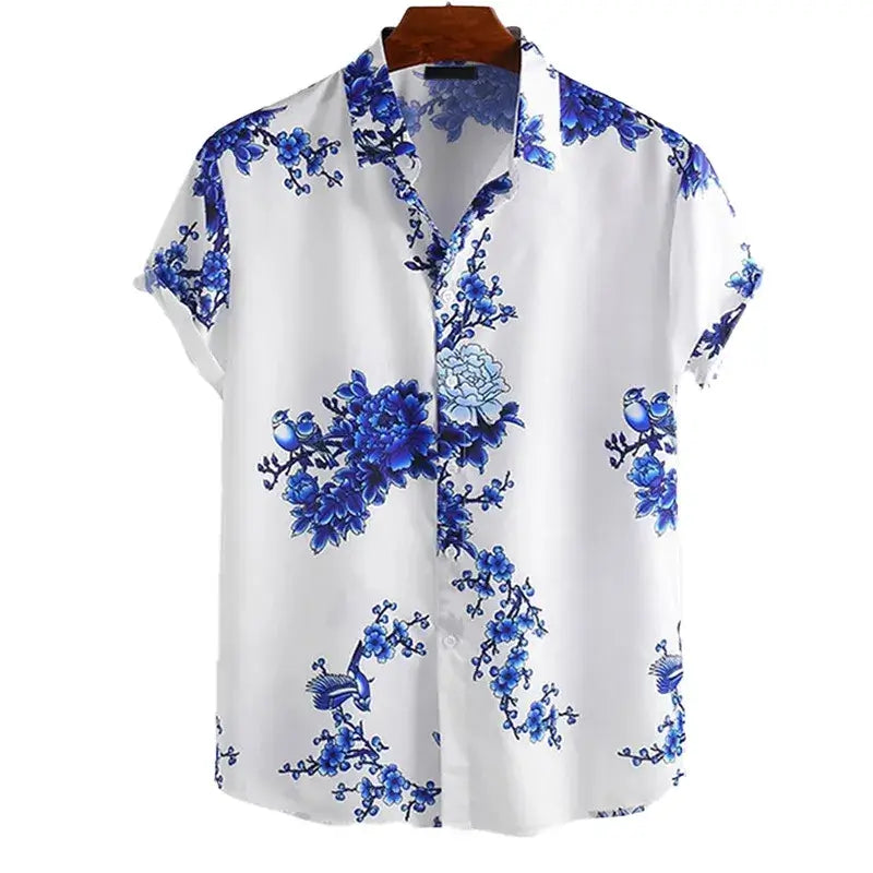 Men's Full Size Printed Short Sleeve Casual Shirt Plus Size