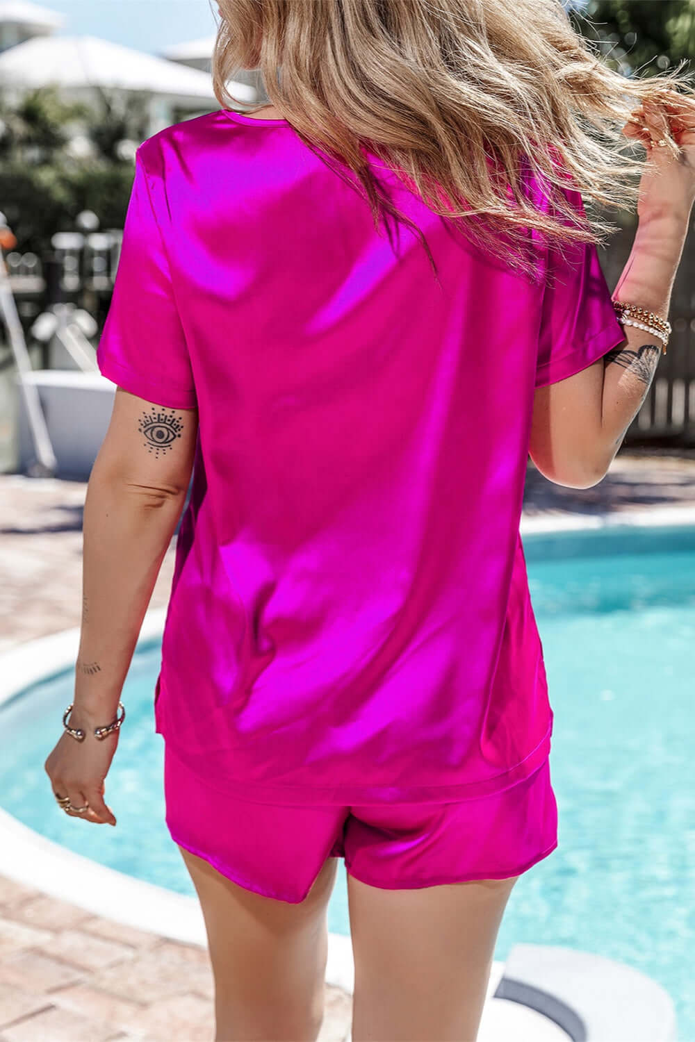 V-Neck Short Sleeve Top and Shorts Set - Clothes For Her Online Store