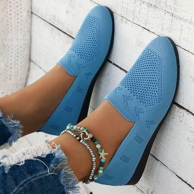 Mesh Round Toe Flat Slip-Ons