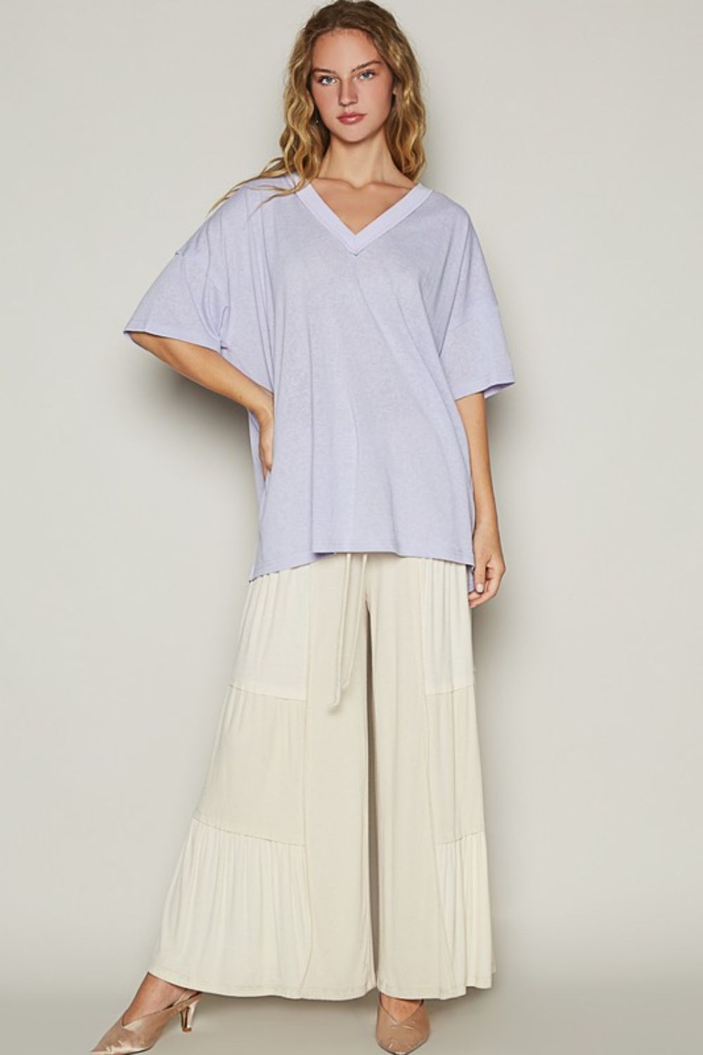 POL V-Neck Half Sleeve T-Shirt - Clothes For Her Online Store