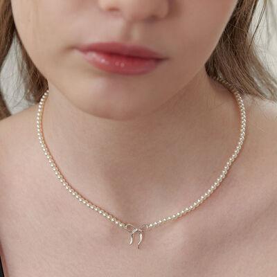 Copper Pearls Bow Necklace - Clothes For Her Online Store