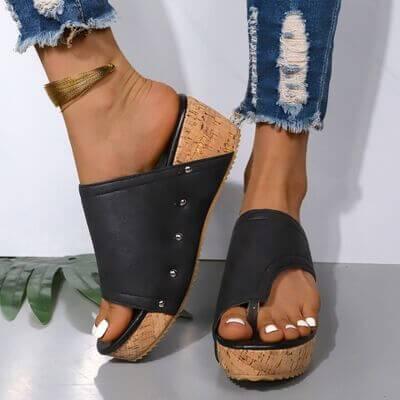 PU Leather Wedge Sandals - Clothes For Her Online Store