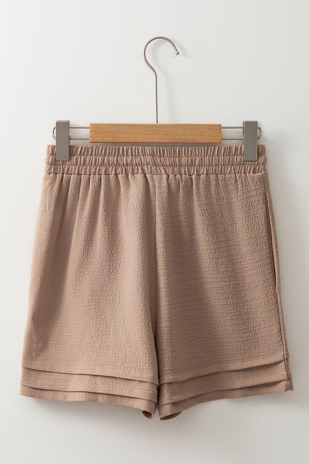 Textured Tiered Edge High Waist Shorts