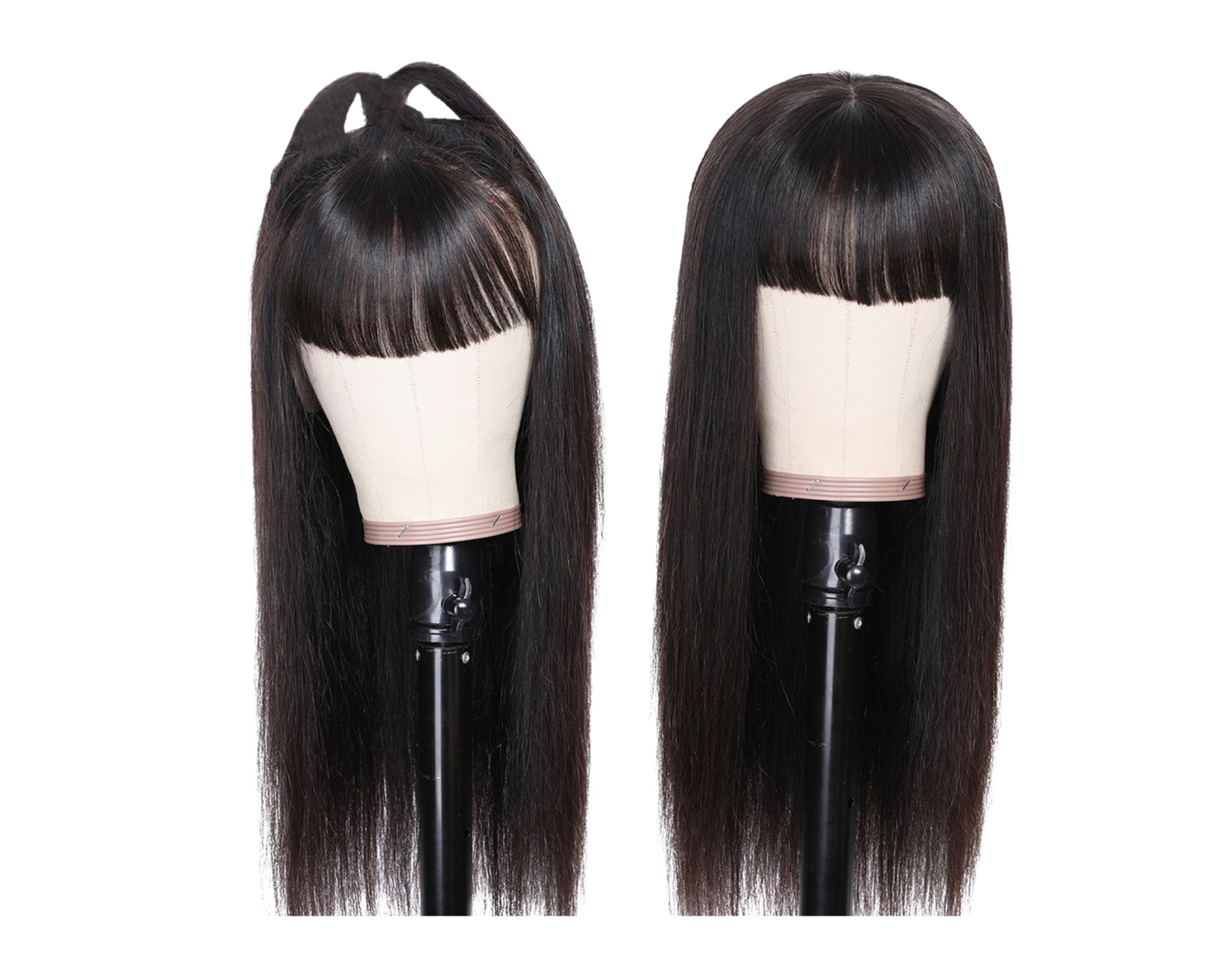 Straight Human Hair Wigs With Bangs Full Machine Made Brazilian HumanBrand Name: BeumaxWigs Length: longWeight: 180% is 230g, 200% is 300gLace Wig Type: Lace Part Material Grade: Remy HairMaterial: Human HairMade Method: Machine MadeCan Be Permed: YesItem