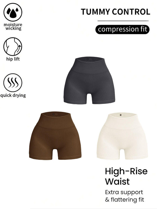 3 Pack Ribbed Soft New Cheap Women's High Waisted Biker Shorts Anti Chafing Slip Shorts Shorts Underwear Yoga Workout Shorts - Clothes For Her Online Store