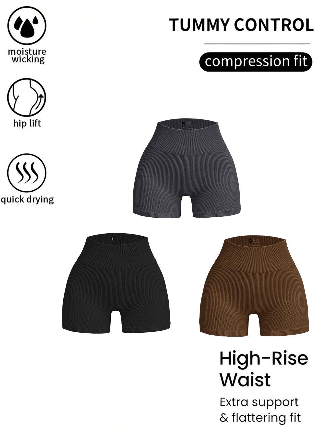 3 Pack Ribbed Soft New Cheap Women's High Waisted Biker Shorts Anti Chafing Slip Shorts Shorts Underwear Yoga Workout Shorts - Clothes For Her Online Store