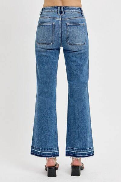 RISEN Full Size Raw Hem Ankle Bootcut Jeans Plus Size - Clothes For Her Online Store