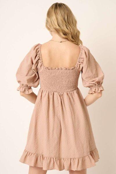 Mittoshop Smocked Ruffled Hem Half Sleeve Mini Dress - Clothes For Her Online Store