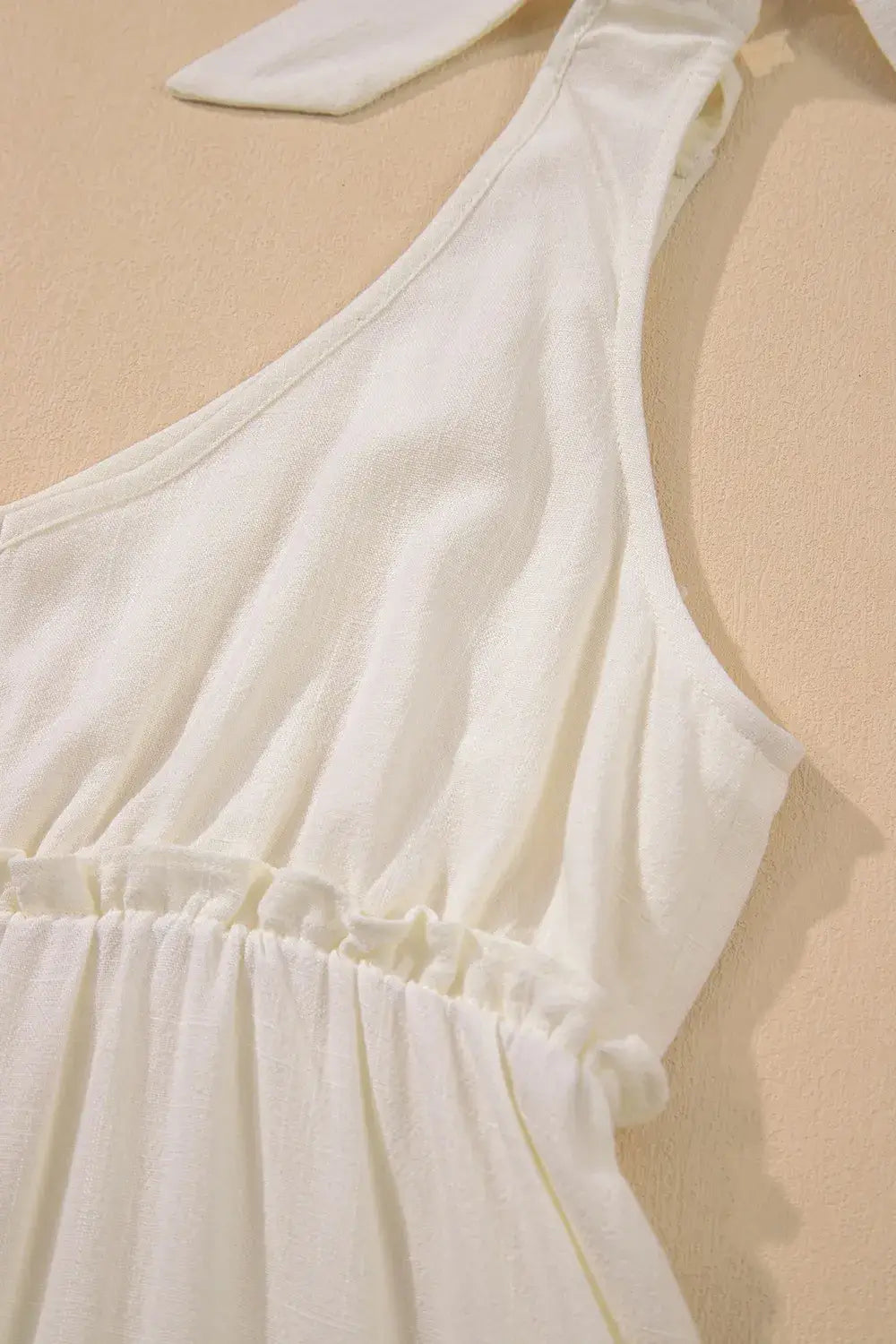 Solid Color Tied Straps Ruffle Tiered Mini Dress