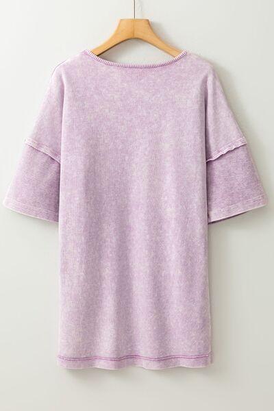 Mineral Wash Drop Shoulder Round Neck T-Shirt