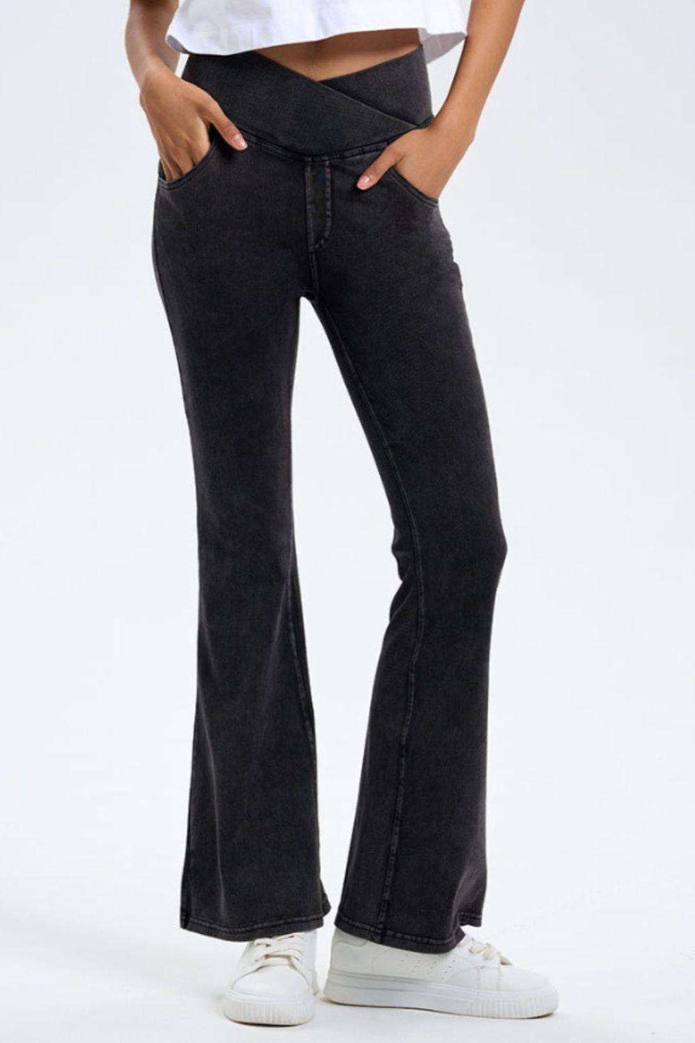 Basic Bae Pocketed Highly Stretchy Bootcut Jeans