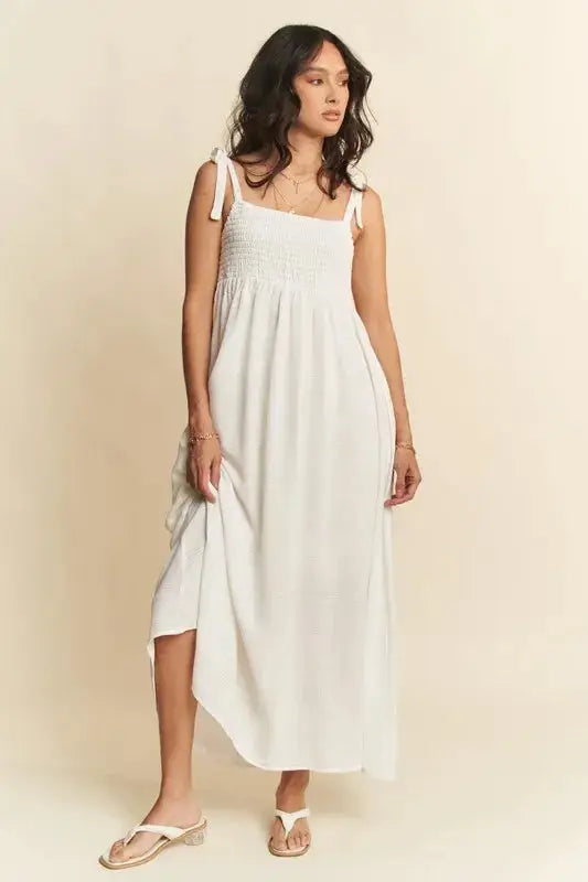 Davi & Dani Smocked Sleeveless Maxi Cami Dress - Clothes For Her Online Store