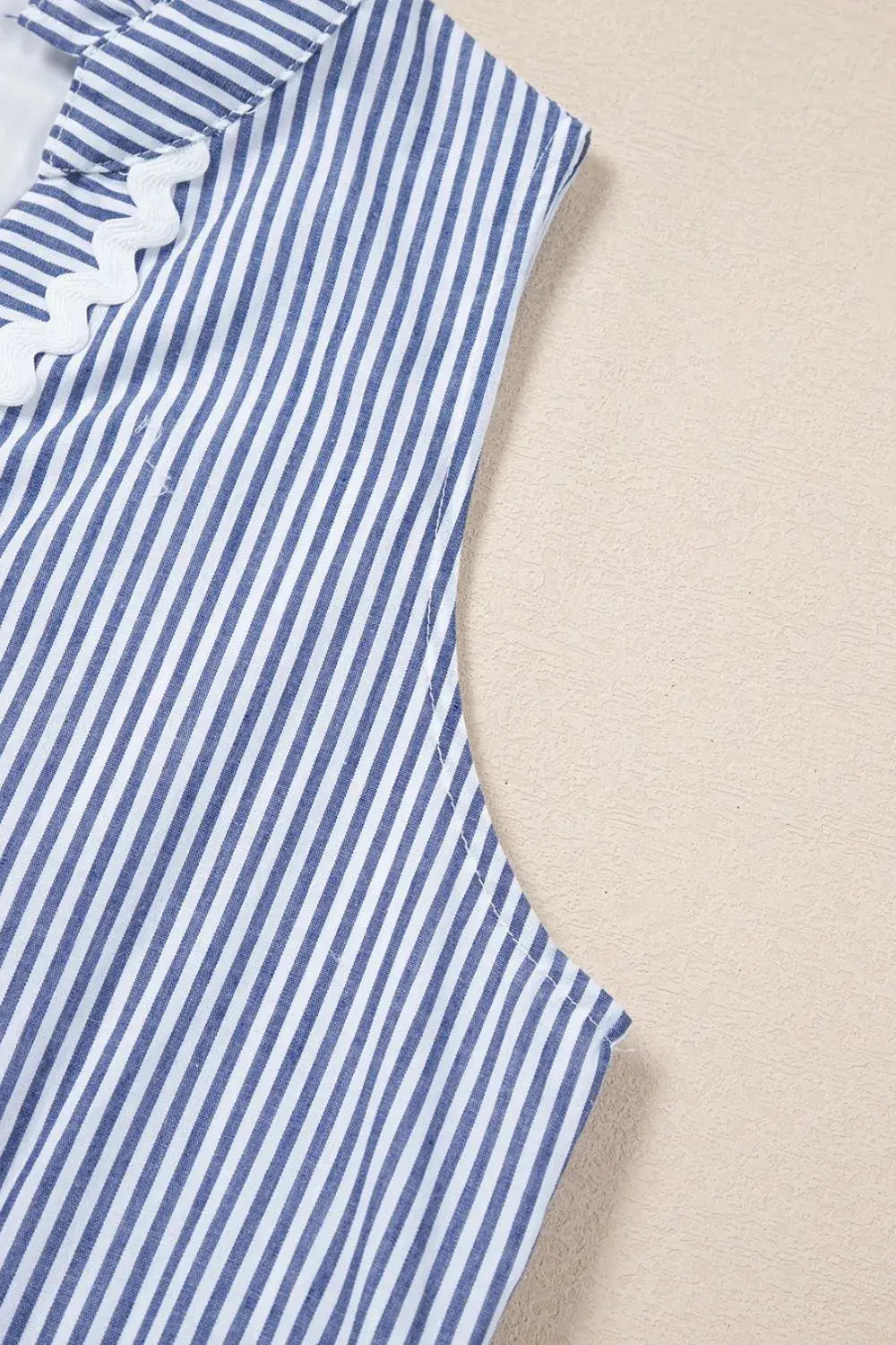 Stripe Sleeveless Notched Ric Rac Mini Dress - Clothes For Her Online Store