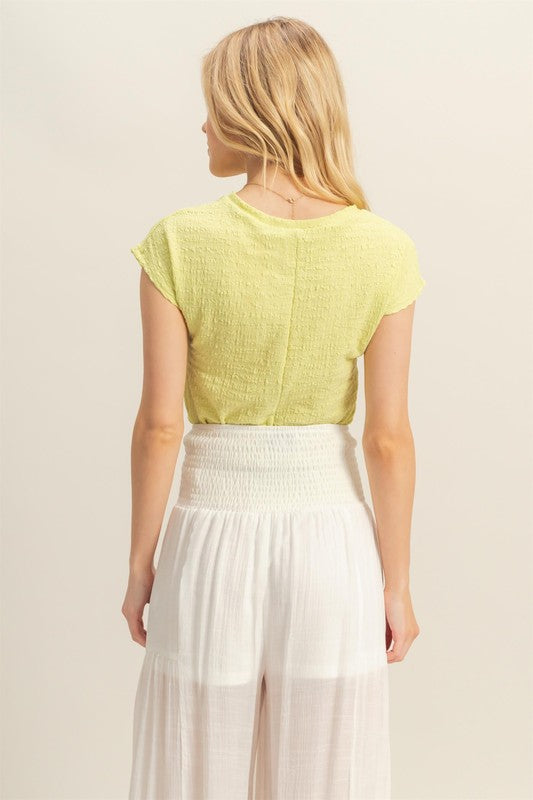 HYFVE Textured Round Neck Cap Sleeve Knit Top - Clothes For Her Online Store