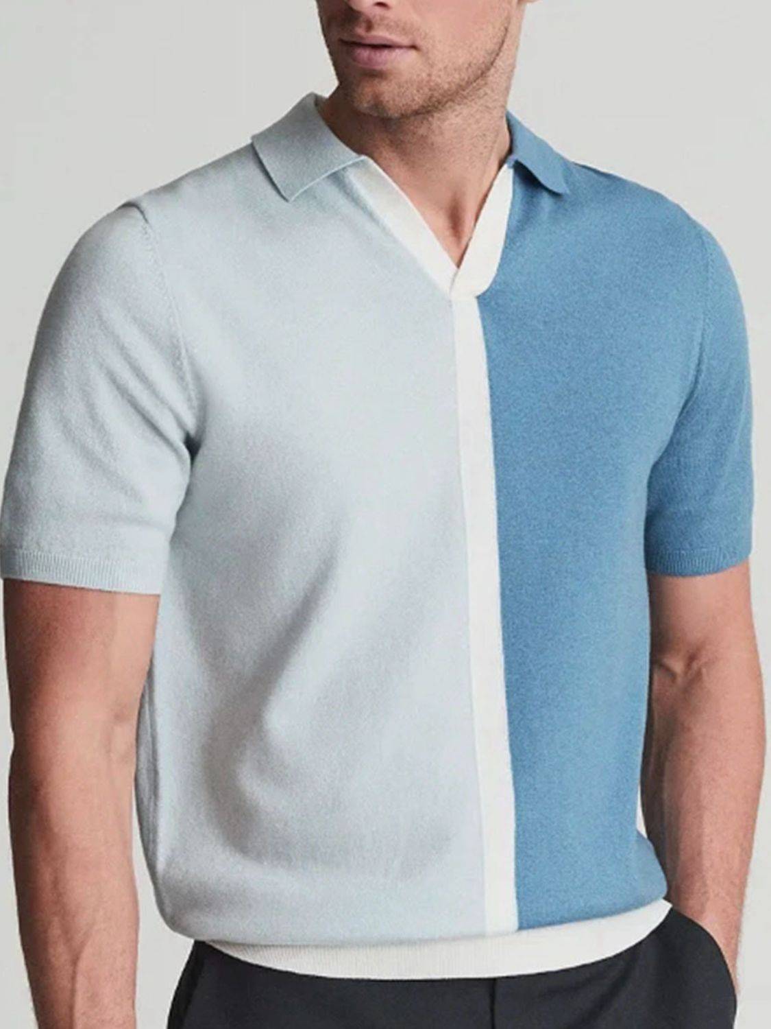 Men's Plus Size Two-Tone Short Sleeve Polo - Clothes For Her Online Store
