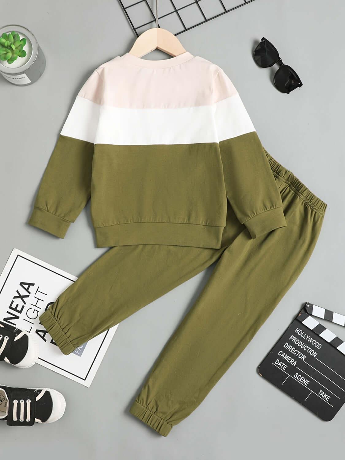 Children's Color Block Top and Pants Set