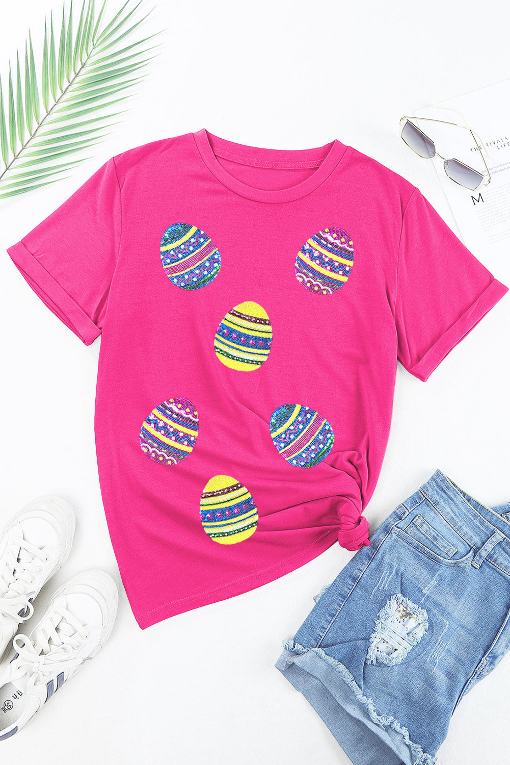 Sequin Easter Egg Short Sleeve T-Shirt - Clothes For Her Online Store