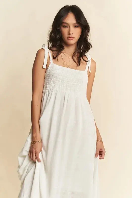 Davi & Dani Smocked Sleeveless Maxi Cami Dress - Clothes For Her Online Store