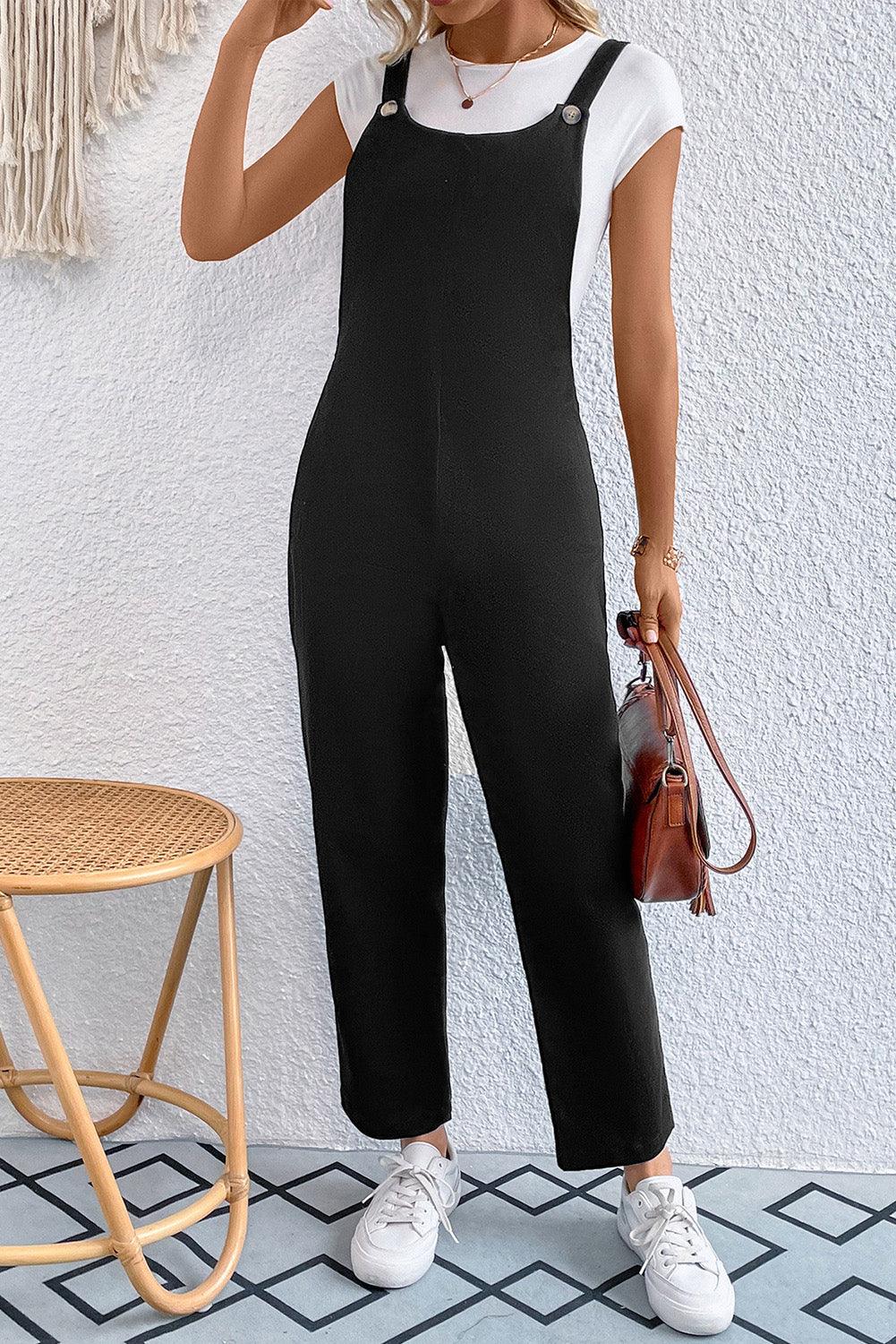 Pocketed Wide Strap Overall - Clothes For Her Online Store