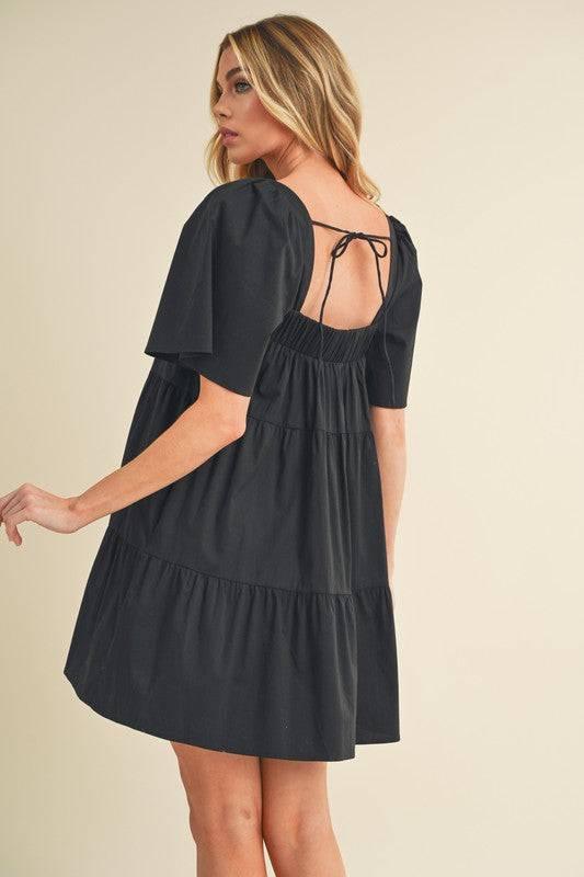 Aemi + Co Square Neck Half Sleeve Tiered Dress