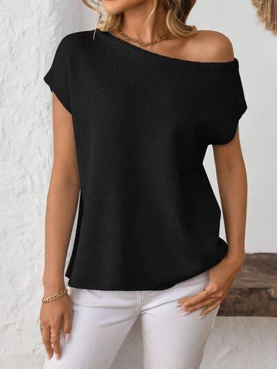 Mandy Boat Neck Short Sleeve Knit Top