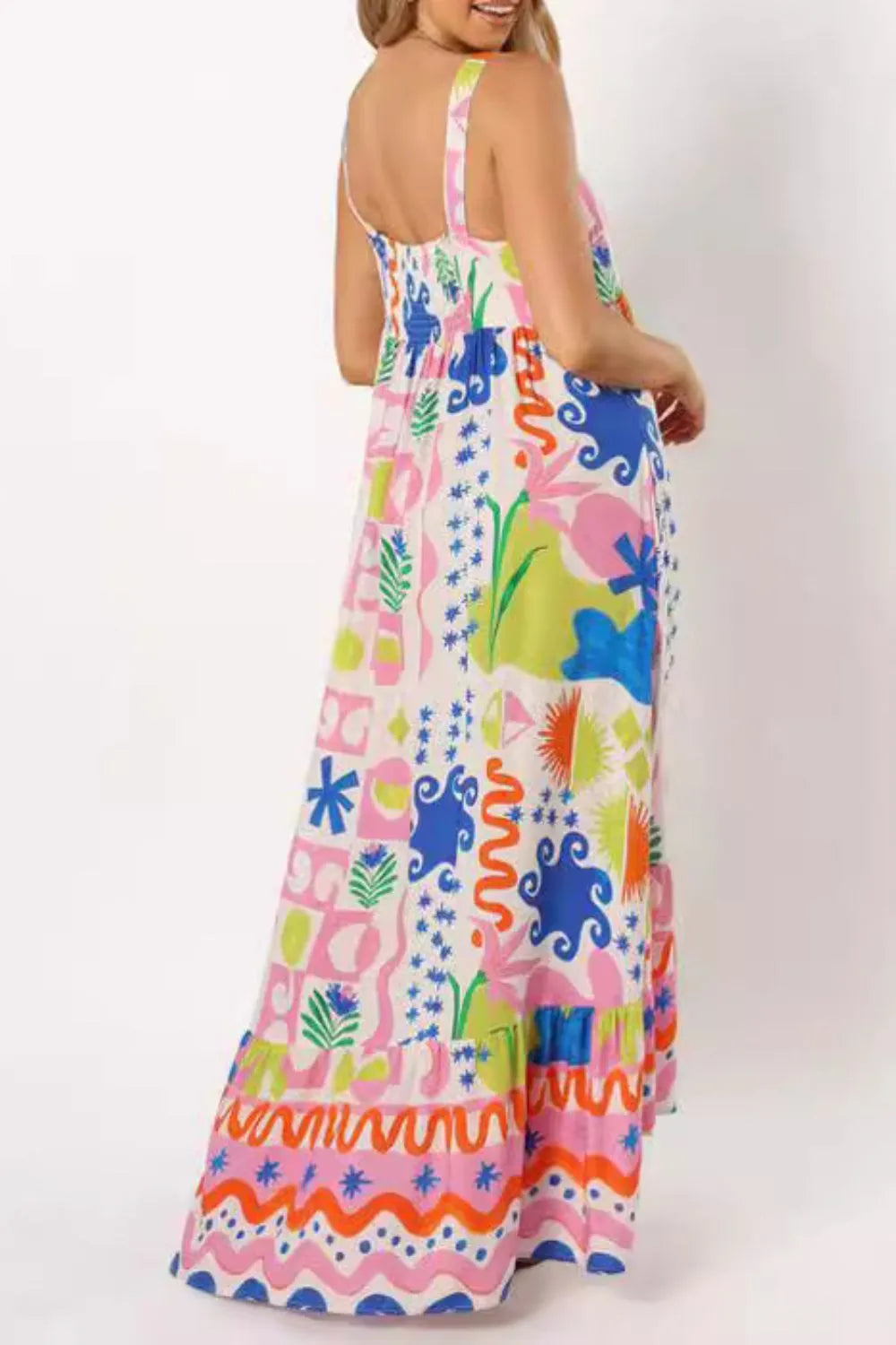 Floral Print Spaghetti Strap Summer Maxi Dress
