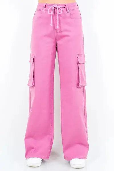 American Bazi Drawstring Wide Leg Cargo Pants - Clothes For Her Online Store