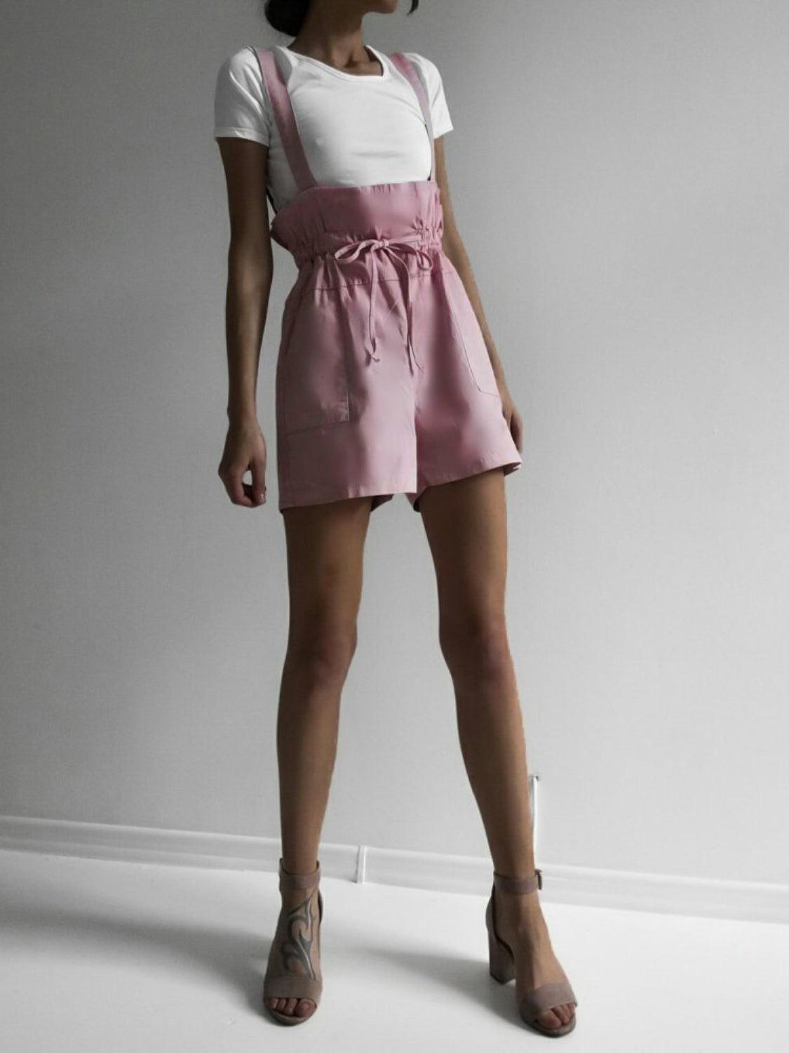 Drawstring Wide Strap Overalls with Pockets - Clothes For Her Online Store