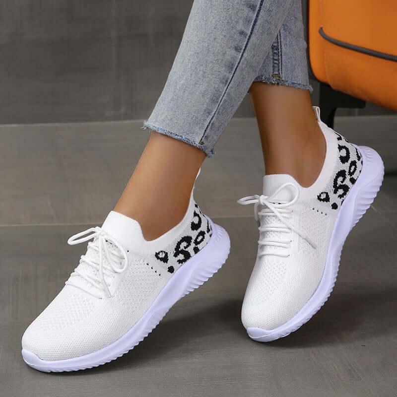 Leopard Breathable Mesh Lace Up Athletic - Clothes For Her Online Store