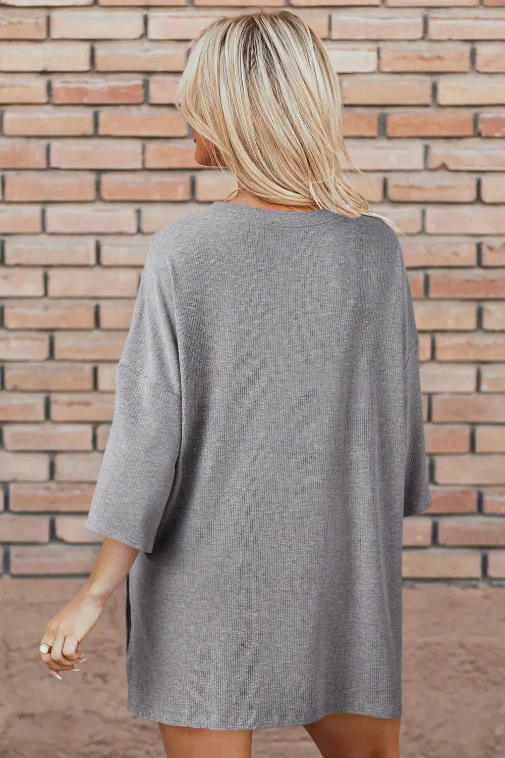 Slit Round Neck Top and Shorts Set - Clothes For Her Online Store