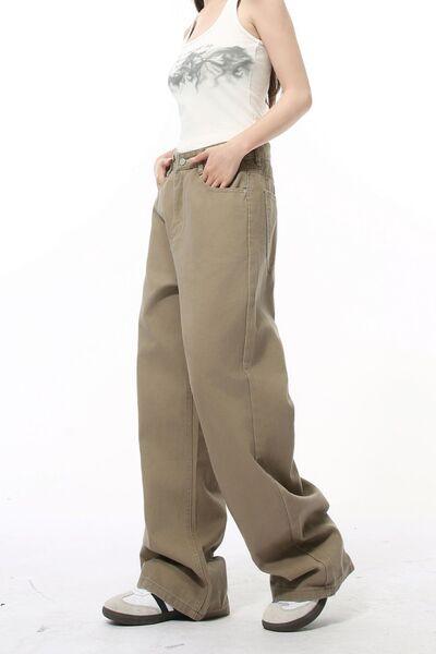 Pocketed Wide Leg Men's Jeans - Clothes For Her Online Store