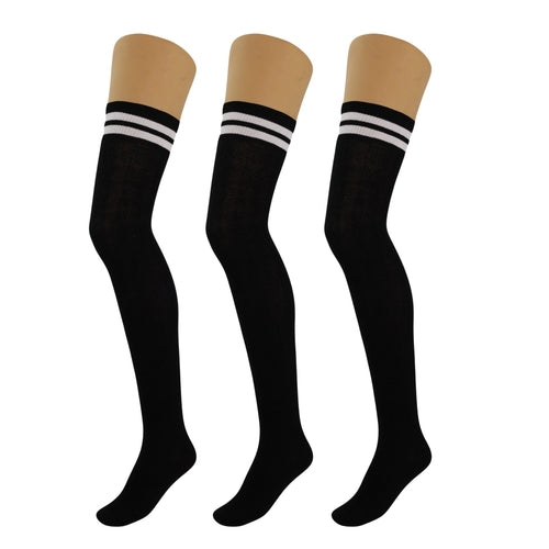 3 Pairs Over Knee Thigh High Socks for Women US Size 5-10 Warm Boot