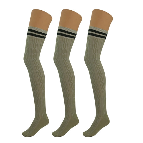 3 Pairs Over Knee Thigh High Socks for Women US Size 5-10 Warm Boot