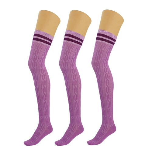 3 Pairs Over Knee Thigh High Socks for Women US Size 5-10 Warm Boot